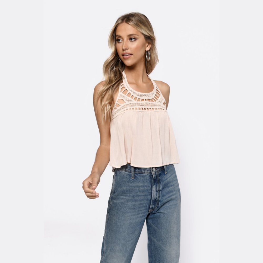 NWT Tobi Mauve Crochet Halter Top - Medium